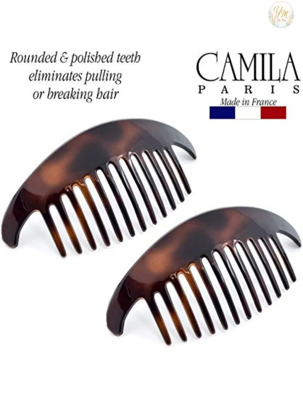 French Hair Side Combs Set of 4, Tortoise Interlocking Hair Clips for Bun